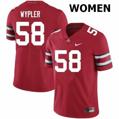 NCAA Ohio State Buckeyes Women's #58 Luke Wypler Scarlet Nike Football College Jersey UMV4645KC